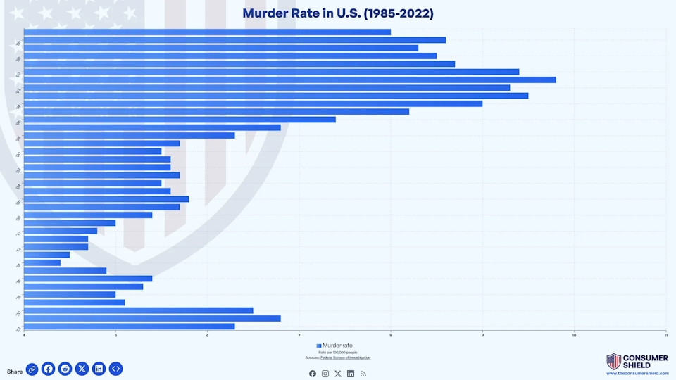 US Murder Rate By Year (2024)